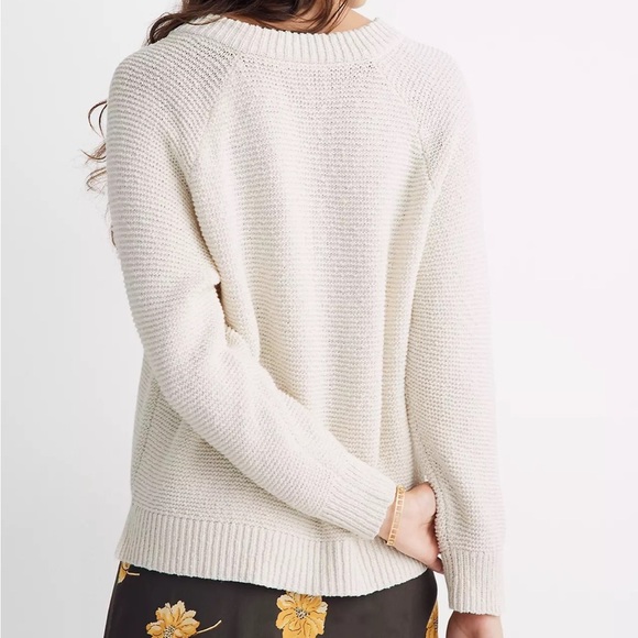 Madewell Arden V-Neck Pullover Chunky Knit Sweater - Almost White - Picture 3 of 10